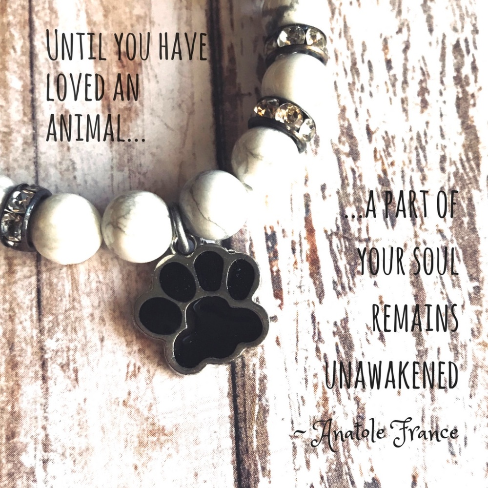 Dalmation Jasper Beaded Charm Stretch Bracelet